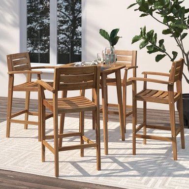 JUEGO COMEDOR TERRAZA JARDIN HOME PREMIUM DROLYS BAR 4 SILLAS NATURAL RUSTICO - 3