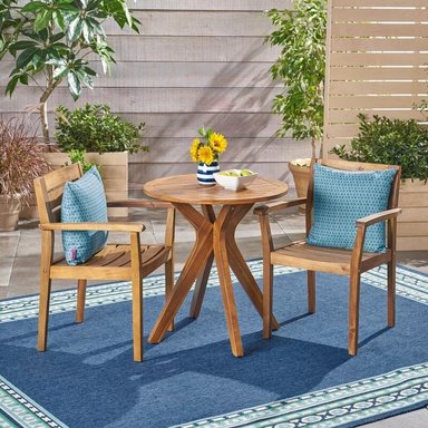 JUEGO COMEDOR TERRAZA JARDIN HOME PREMIUM TANIT 2 SILLAS NATURAL - 3