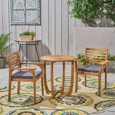 JUEGO COMEDOR TERRAZA JARDIN HOME PREMIUM COSME 2 SILLAS GRIS - 2