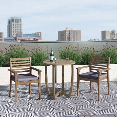 JUEGO COMEDOR TERRAZA JARDIN HOME PREMIUM COSME 2 SILLAS GRIS - 3
