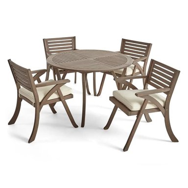 JUEGO COMEDOR TERRAZA JARDIN HOME PREMIUM TORI 4 SILLAS IVORY