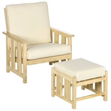 SET SILLON HOME PREMIUM YARA CREMA + BANQUETA TERRAZA JARDIN