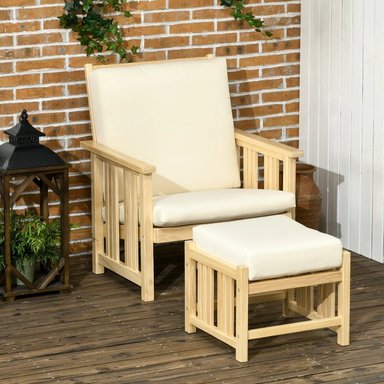 SET SILLON HOME PREMIUM YARA CREMA + BANQUETA TERRAZA JARDIN - 2