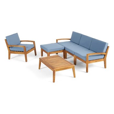 SET SECCIONAL HOME PREMIUM HAEUN CELESTE + SILLON + MESA CENTRO TERRAZA JARDIN