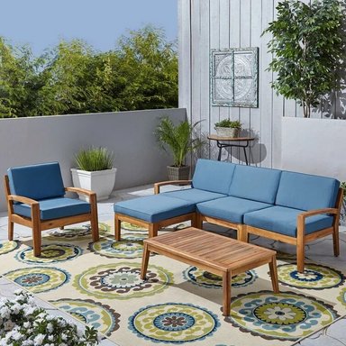 SET SECCIONAL HOME PREMIUM HAEUN CELESTE + SILLON + MESA CENTRO TERRAZA JARDIN - 2