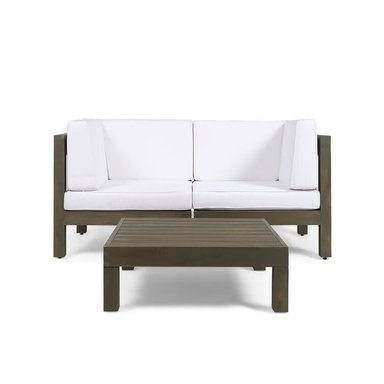 SET SOFA HOME PREMIUM KANG IVORY + MESA CENTRO TERRAZA JARDIN 2 CUERPOS