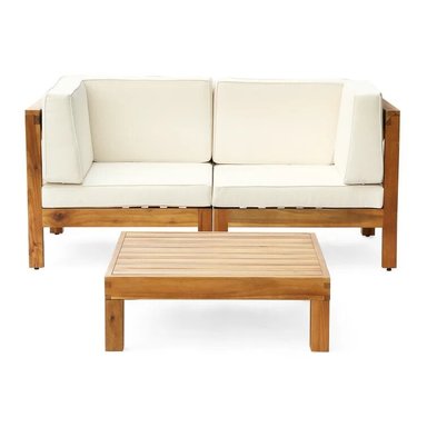 SET SOFA HOME PREMIUM KANG CREMA + MESA CENTRO TERRAZA JARDIN 2 CUERPOS