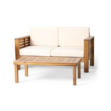 SET SOFA HOME PREMIUM DAARIO CREMA + MESA CENTRO TERRAZA JARDIN 2 CUERPOS