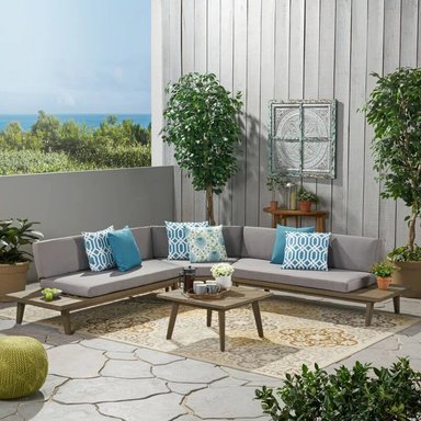 SET ESQUINERO HOME PREMIUM TRIANA PLATA + MESA CENTRO TERRAZA JARDIN - 2
