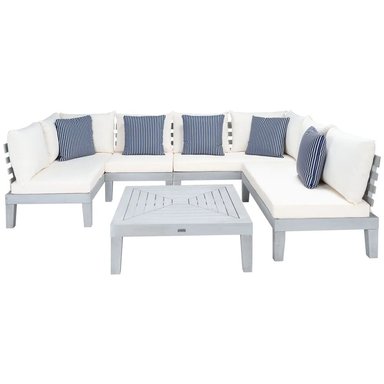 SET SECCIONAL HOME PREMIUM LYANNA IVORY + MESA CENTRO TERRAZA JARDIN