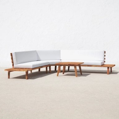 SET ESQUINERO HOME PREMIUM TRIANA BLANCO + MESA CENTRO TERRAZA JARDIN