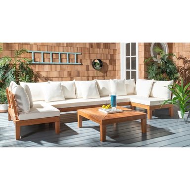 SET SECCIONAL HOME PREMIUM LYANNA CREMA + MESA CENTRO TERRAZA JARDIN
