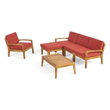 SET SECCIONAL HOME PREMIUM HAEUN ROJO + SILLON + MESA CENTRO TERRAZA JARDIN