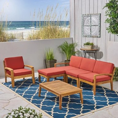 SET SECCIONAL HOME PREMIUM HAEUN ROJO + SILLON + MESA CENTRO TERRAZA JARDIN - 2