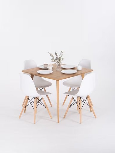JUEGO COMEDOR HOME PREMIUM ARSENIO 4 SILLAS BLANCO