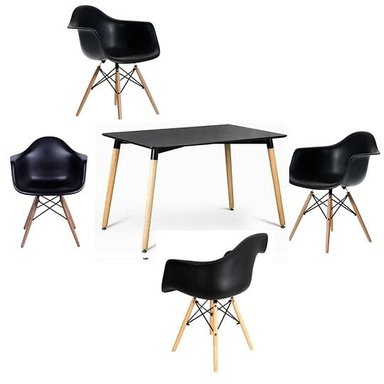 JUEGO COMEDOR HOME PREMIUM ELTON 4 SILLAS NEGRO