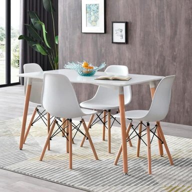 JUEGO COMEDOR HOME PREMIUM ORISTILA 4 SILLAS BLANCO