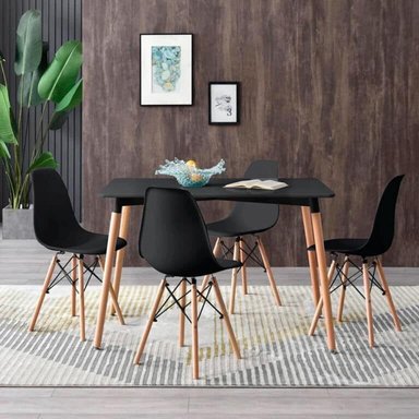 JUEGO COMEDOR HOME PREMIUM ORISTILA 4 SILLAS NEGRO