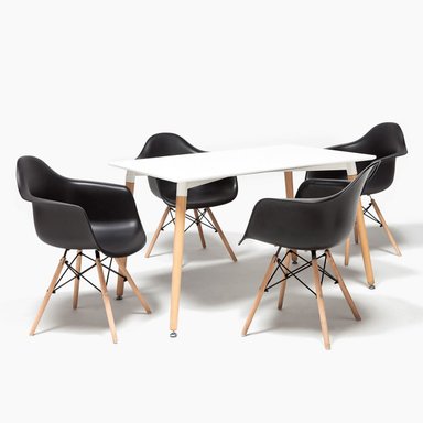 JUEGO COMEDOR HOME PREMIUM ELTON 4 SILLAS NEGRO