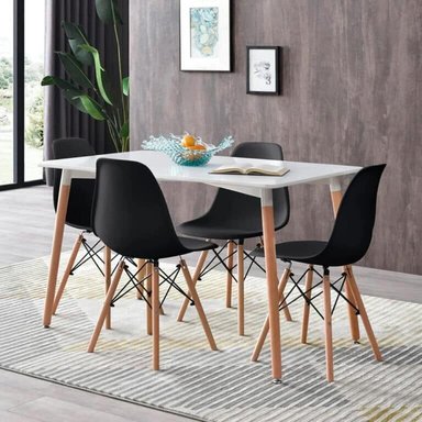 JUEGO COMEDOR HOME PREMIUM ORISTILA 4 SILLAS NEGRO
