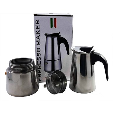 CAFETERA ESPRESSO MAKER BA-9CUP GRIS ITALIANA 9 TAZAS ACERO INOXIDABLE - 1