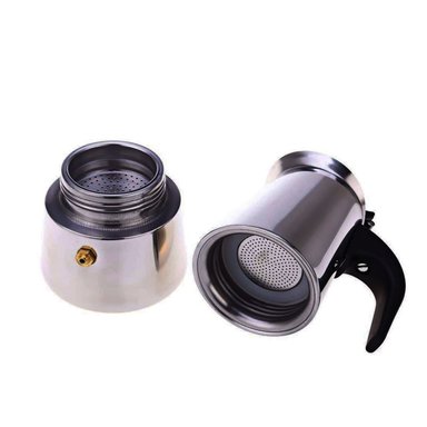 CAFETERA ESPRESSO MAKER BA-9CUP GRIS ITALIANA 9 TAZAS ACERO INOXIDABLE - 2
