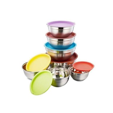 SET BOWLS BOWL-7PCS ACERO INOXIDABLE BOWL 7 PIEZAS TAPA COLORES