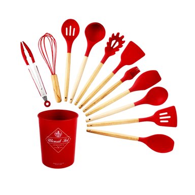 SET UTENSILIOS YX-U1620-RJ ROJO MULTIFUNCIONAL COCINA SILICONA