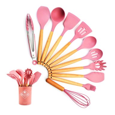 SET UTENSILIOS YX-U1620-RS ROSADO MULTIFUNCIONAL COCINA SILICONA