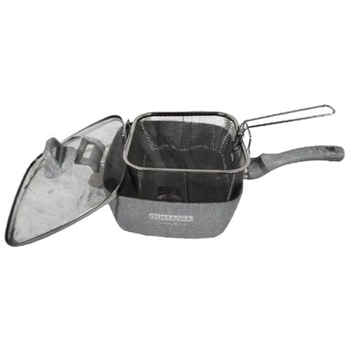 SARTÉN CUADRADO ANTIADHERENTE 28 CM CON TAPA DE VIDRIO TEMPLADO GRIS