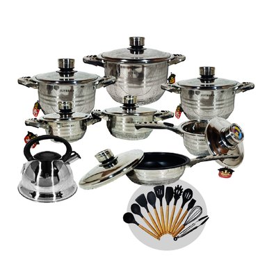SET DE OLLAS SUPREMA SU-W013-14PCS ACERO INOXIDABLE MÁS CUCHARONES