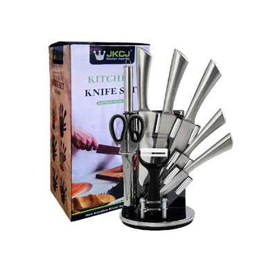 SET DE CUCHILLOS JKCJ ACERO INOXIDABLE 9 PIEZAS GRIS