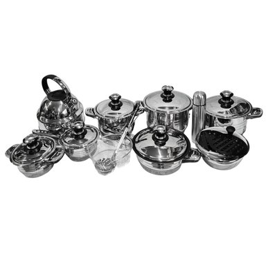 SET DE OLLAS SUPREMA 21 PIEZAS ACERO INOXIDABLE CON TERMOSTATO