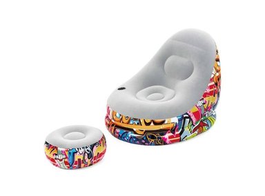SILLÓN BESTWAY 75076 CON OTTOMAN GRAFITI 121X100X86CM