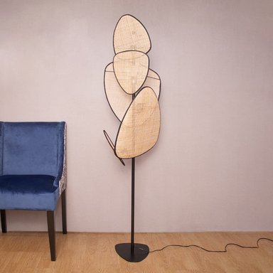 LAMPARA PANADECOR BEIGE DE PIE PISO RATTAN - 2