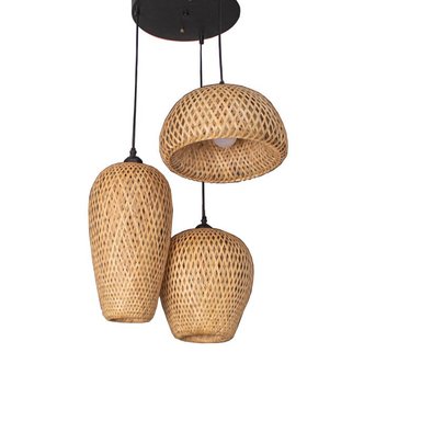 LÁMPARA TECHO PANADECOR LUMINARIA RATTÁN BEIGE