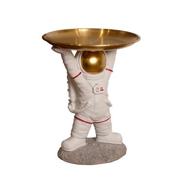HOMBRE ASTRONAUTA BLANCO DORADO 20CM POLIRESINA DECORATIVO