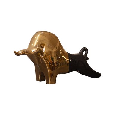 TORO NEGRODORADO 16CM CERAMICA DECORATIVO