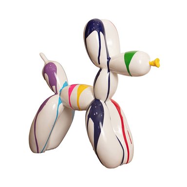 PERRO MULTICOLOR 28CM POLIRESINA DECORATIVO