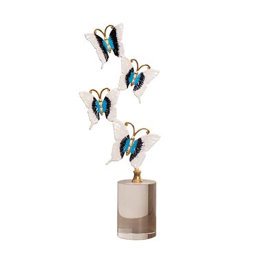 FIGURA DECORATIVA MARIPOSAS CON PEDESTAL EN METAL Y VIDRIO 365CM
