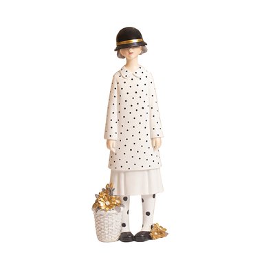 DAMA CON SOMBRERO NEGRO MULTICOLOR 36CM POLIRESINA DECORATIVO