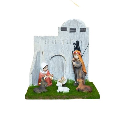 SAGRADA FAMILIA INFANTIL PANADECOR CON ESTABLO GRANDE 20CM POLIRESINA