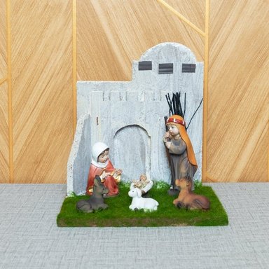 SAGRADA FAMILIA INFANTIL PANADECOR CON ESTABLO GRANDE 20CM POLIRESINA - 2