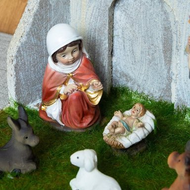 SAGRADA FAMILIA INFANTIL PANADECOR CON ESTABLO GRANDE 20CM POLIRESINA - 3