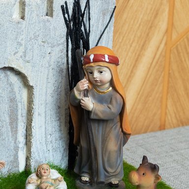 SAGRADA FAMILIA INFANTIL PANADECOR CON ESTABLO GRANDE 20CM POLIRESINA - 4