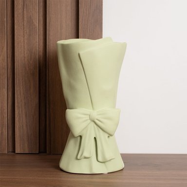 FLORERO PANADECOR VERDE CON LAZO 245CM PORCELANA