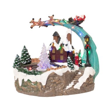 PUEBLO CON FUENTE MUSICAL LED