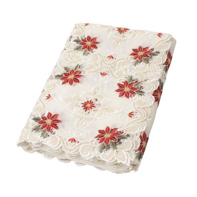 MANTEL PARA 6 SILLAS RECTANGULAR BEIGE DE POINSETTIAS MINI