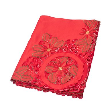 MANTEL PARA 6 SILLAS RECTANGULAR DE POINSETTIAS