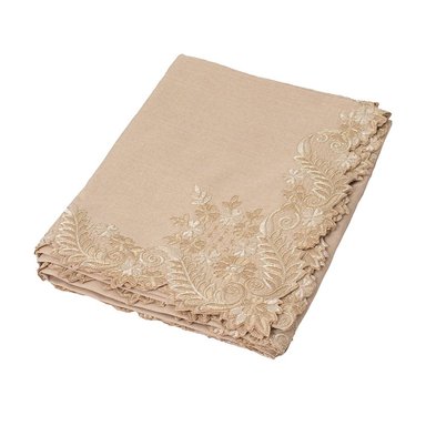 MANTEL PARA 6 SILLAS RECTANGULAR POLIESTER BEIGE BORDADO